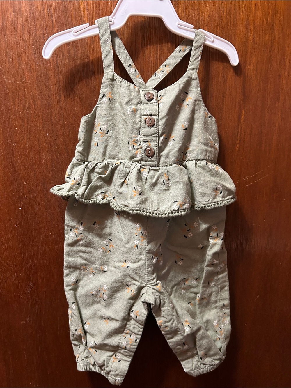 Cross-back Green Floral Romper